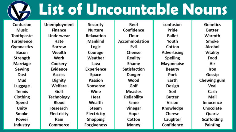 List Of Uncountable Nouns Pdf Definition And Infographics Grammarvocab