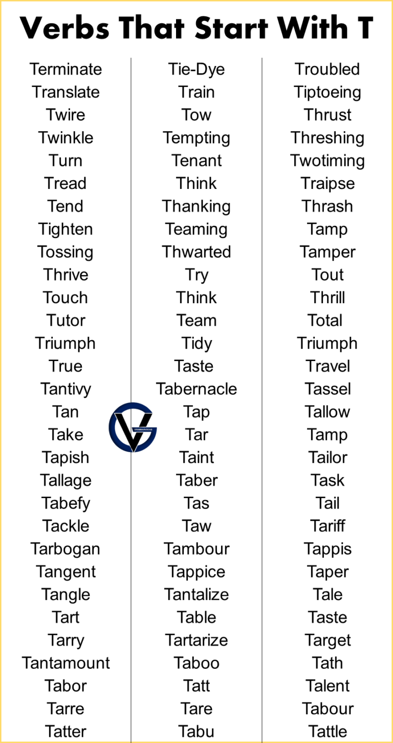 Verbs That Start With T Grammarvocab