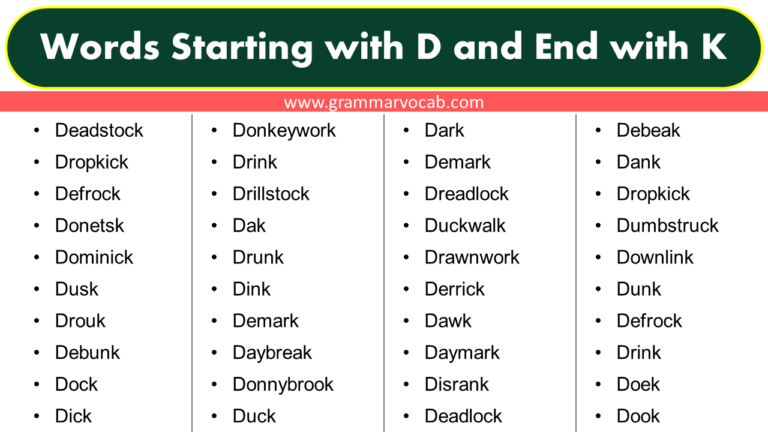 Words That Start With D And End With K Grammarvocab