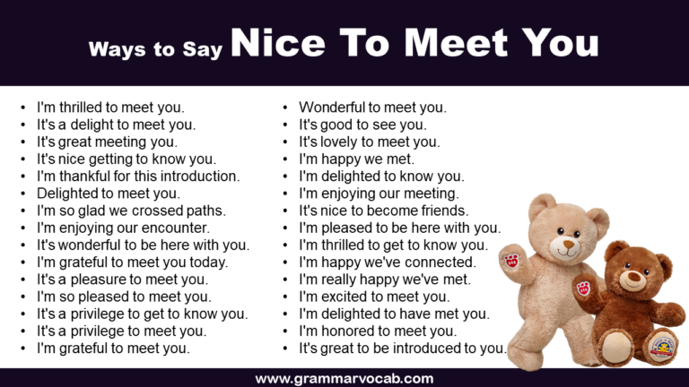 Other Ways To Say Nice To Meet You GrammarVocab