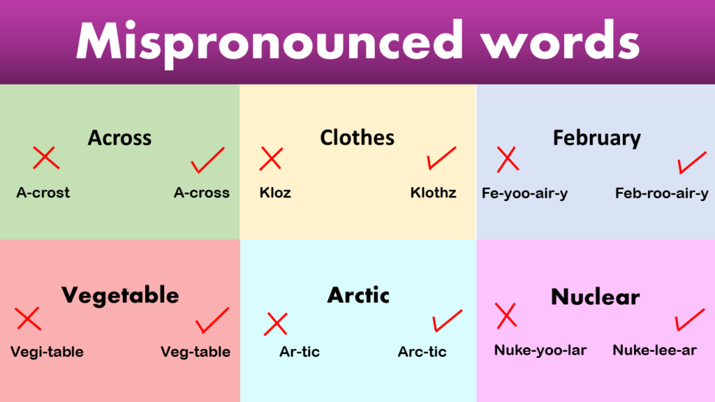 Mispronounced words