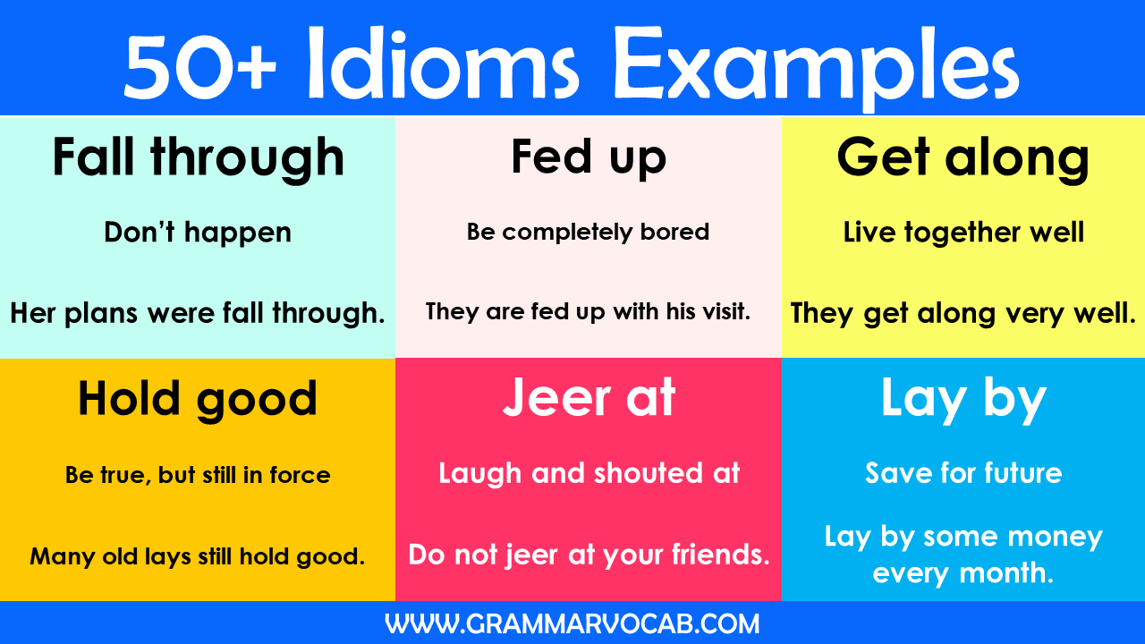 Idiom Examples For Students Idioms With Meaning And Examples Grammarvocab