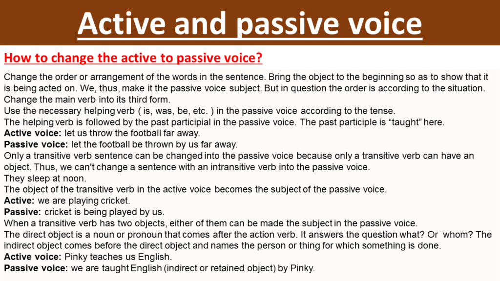 Rules of Active and Passive Voice