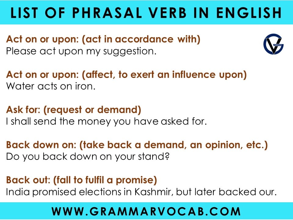 List of phrasal verbs