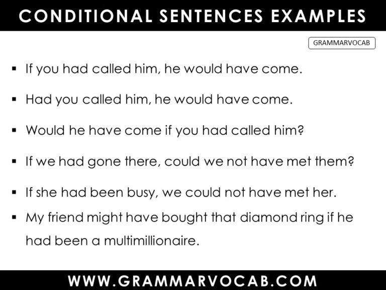 Types of Conditional Sentences | Conditional Sentence Structure ...