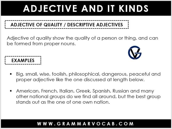 adjective and its types