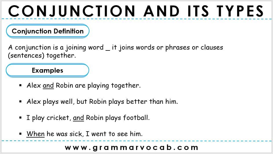 Conjunction And Its Types Grammarvocab 