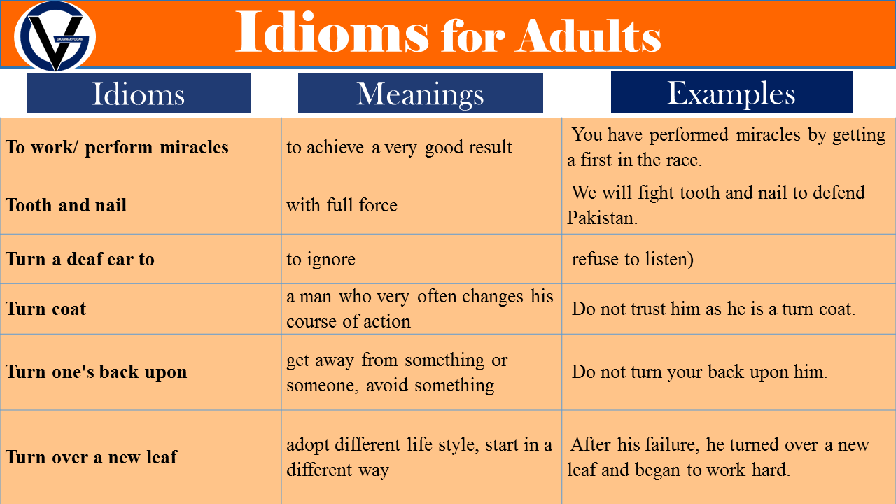 idioms for adult