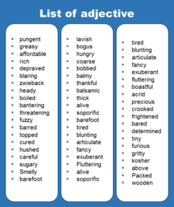 List Of All Adjective in English Grammar - GrammarVocab