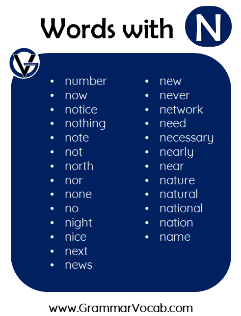 words in english with n
