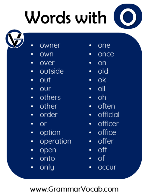 words in english with o