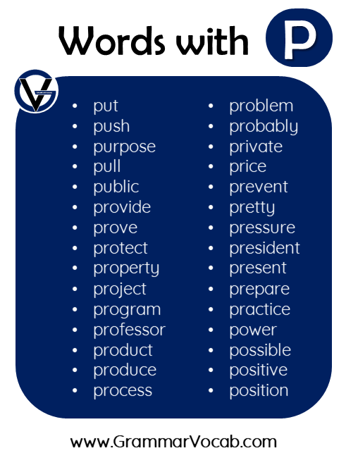 words in english with p