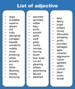 List Of All Adjective in English Grammar - GrammarVocab