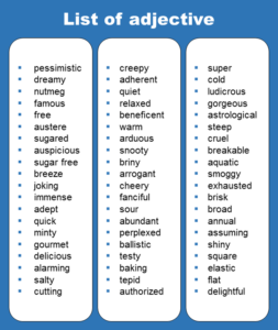 List Of All Adjective in English Grammar - GrammarVocab