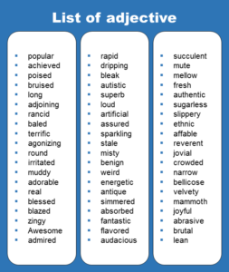 List Of All Adjective in English Grammar - GrammarVocab