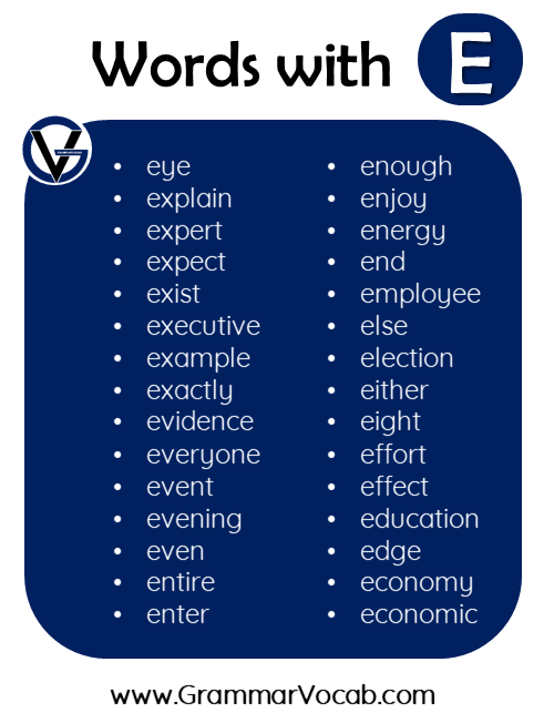 words in english with e