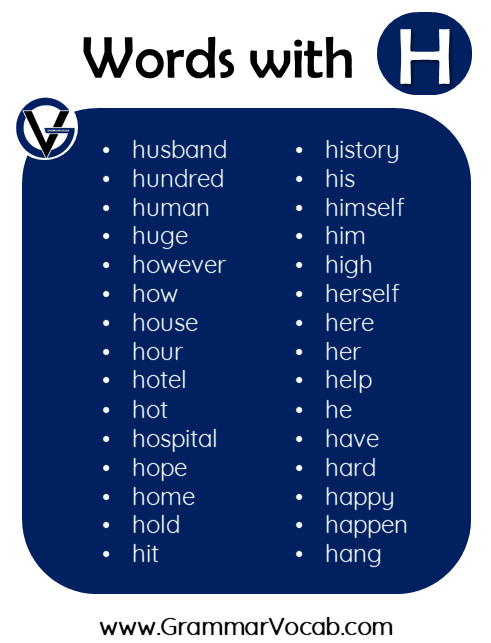 words in english with h