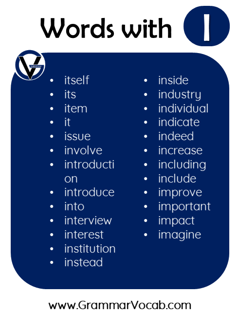 words in english with i