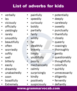 300+ List of Adverbs for Kids PDF - Definition and Infographics ...