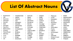 List of Abstract Nouns PDF - Definition and Infographics - GrammarVocab