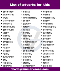 300+ List of Adverbs for Kids PDF - Definition and Infographics ...