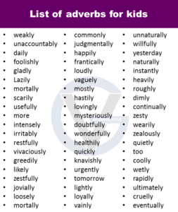 300+ List of Adverbs for Kids PDF - Definition and Infographics ...