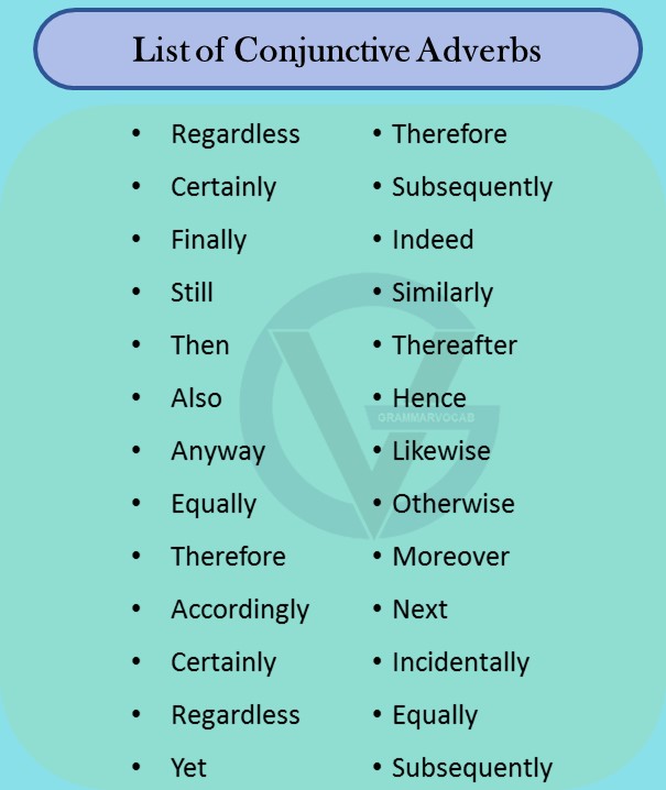 all conjunctive adverbs