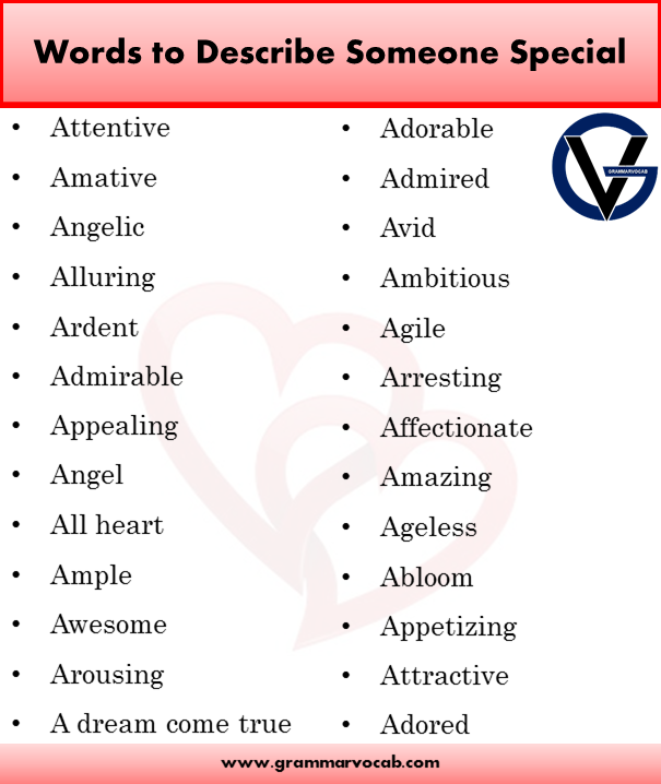 Words To Describe Someone Special Adjective To Describe GrammarVocab