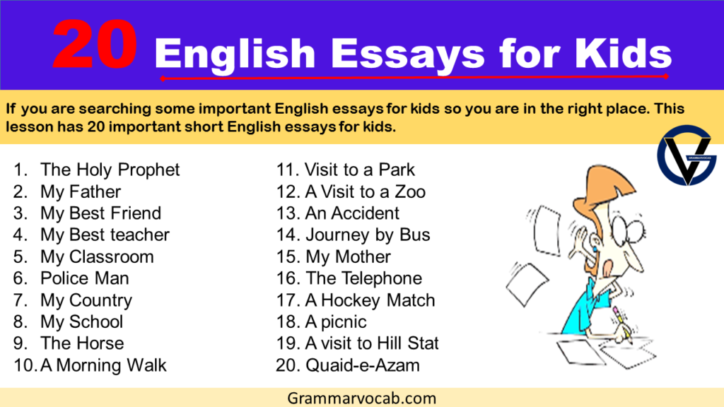 30 Short English Essays For Kids GrammarVocab