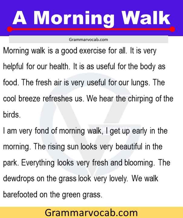 Essay on Morning Walk in English  Short Essay on Morning Walk for