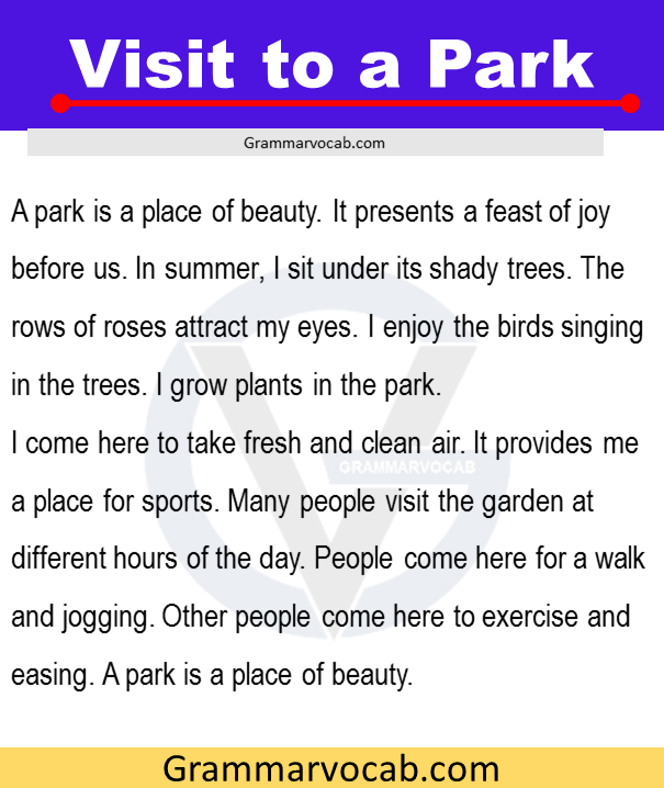 a visit to a park paragraph for class 4