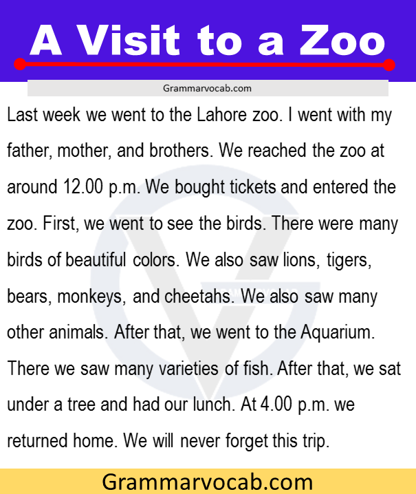 a visit to zoo essay