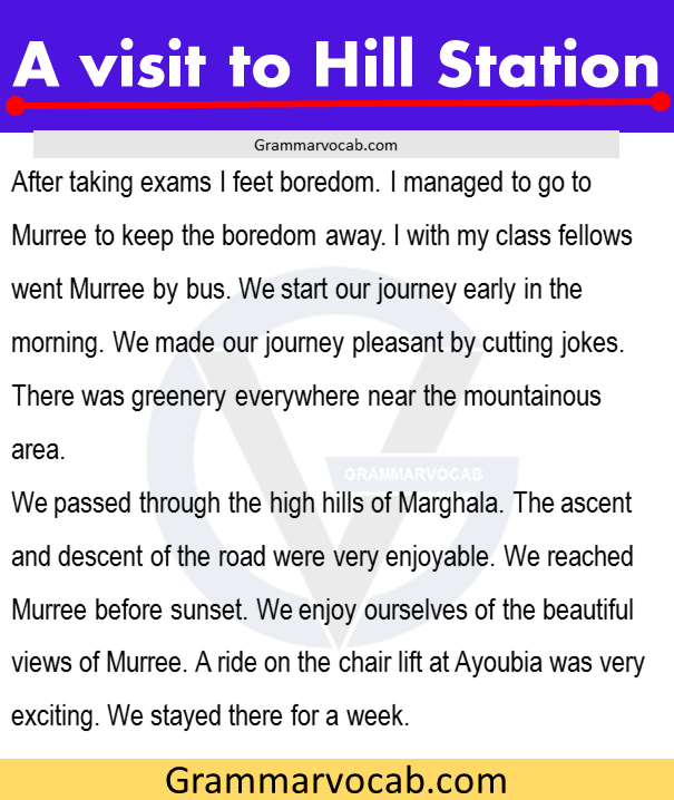 a visit to hill station essay