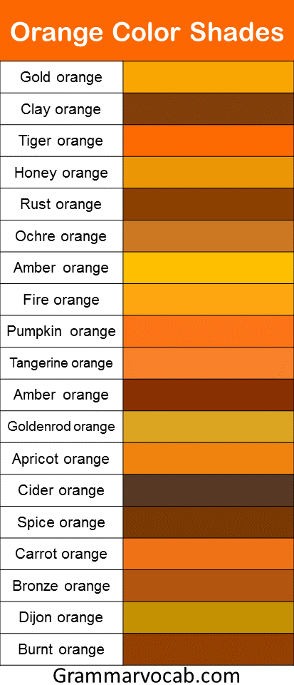 Orange color shades