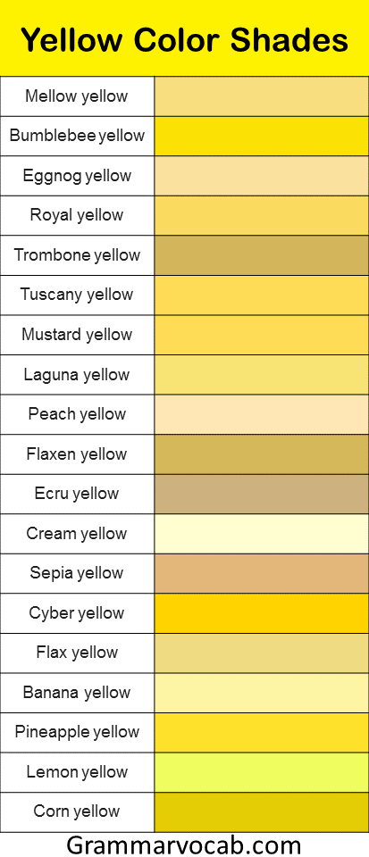 Yellow color shades