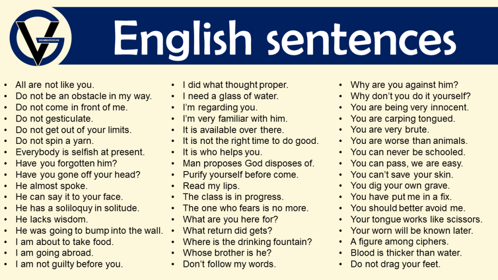 daily use short english sentences