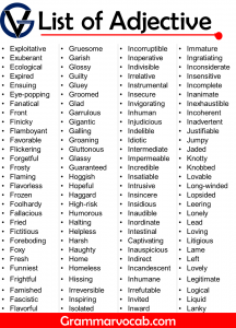 500+ List of Adjective Words - Definition of Adjective - GrammarVocab