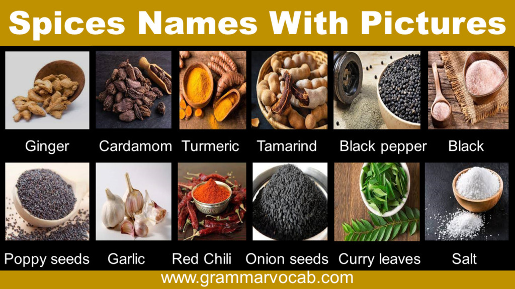 Spices Name in English with Pictures