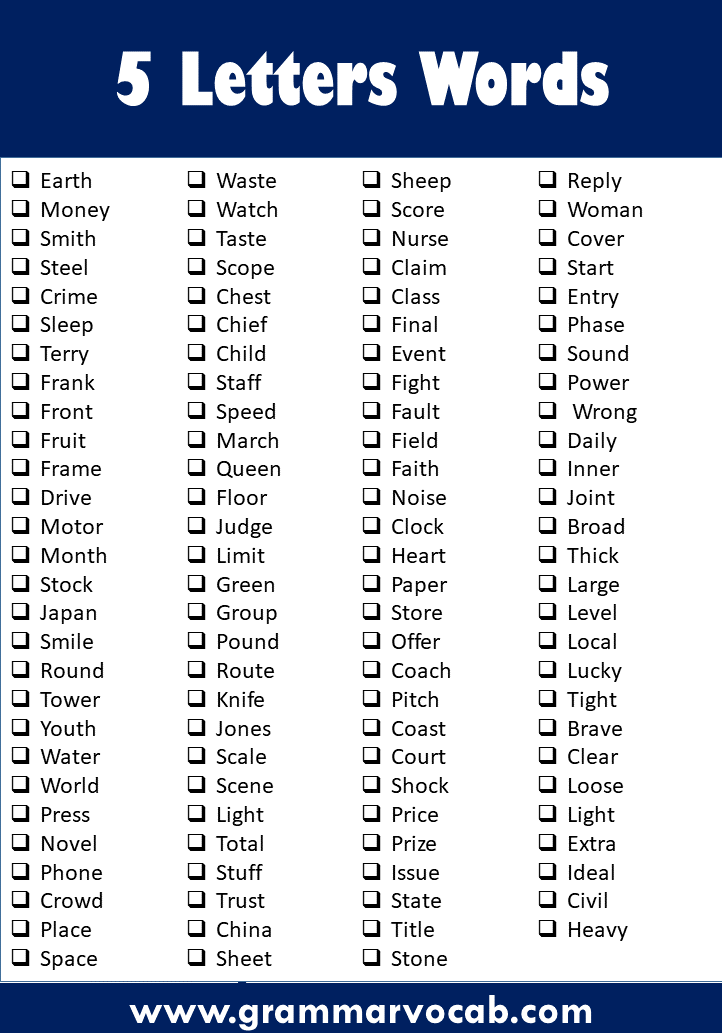 5 letter words list