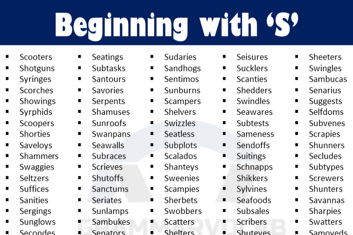 8 letter words beginning with s