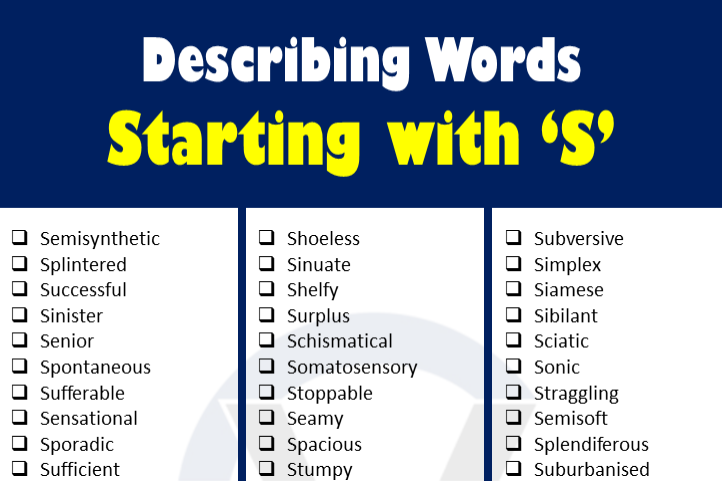 List Of Descriptive Words That Start With The Letter S GrammarVocab