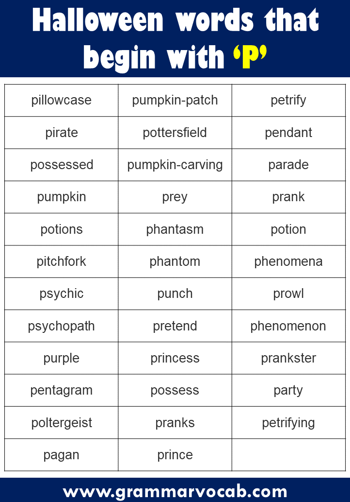 P Halloween Words 