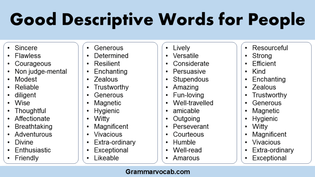 50 Good Descriptive Words for People