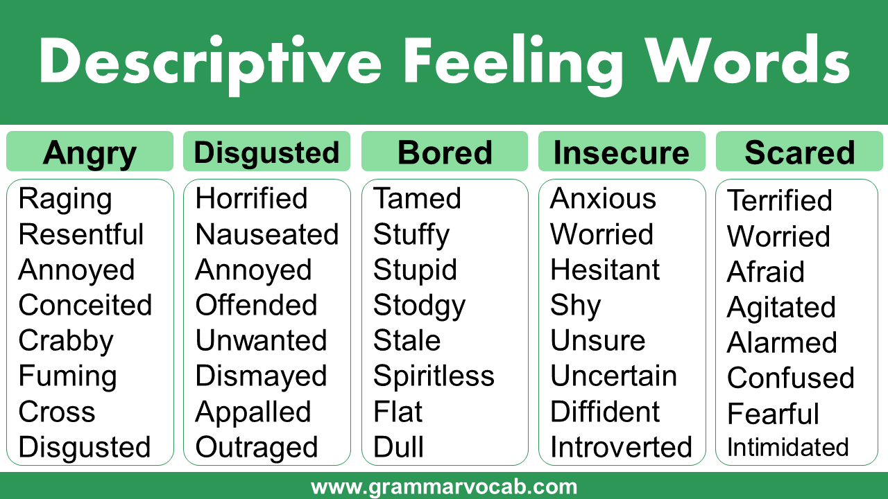 100 Descriptive Feeling Words List in English