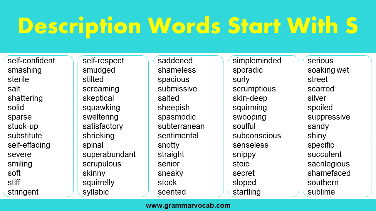 Description Words That Start With S