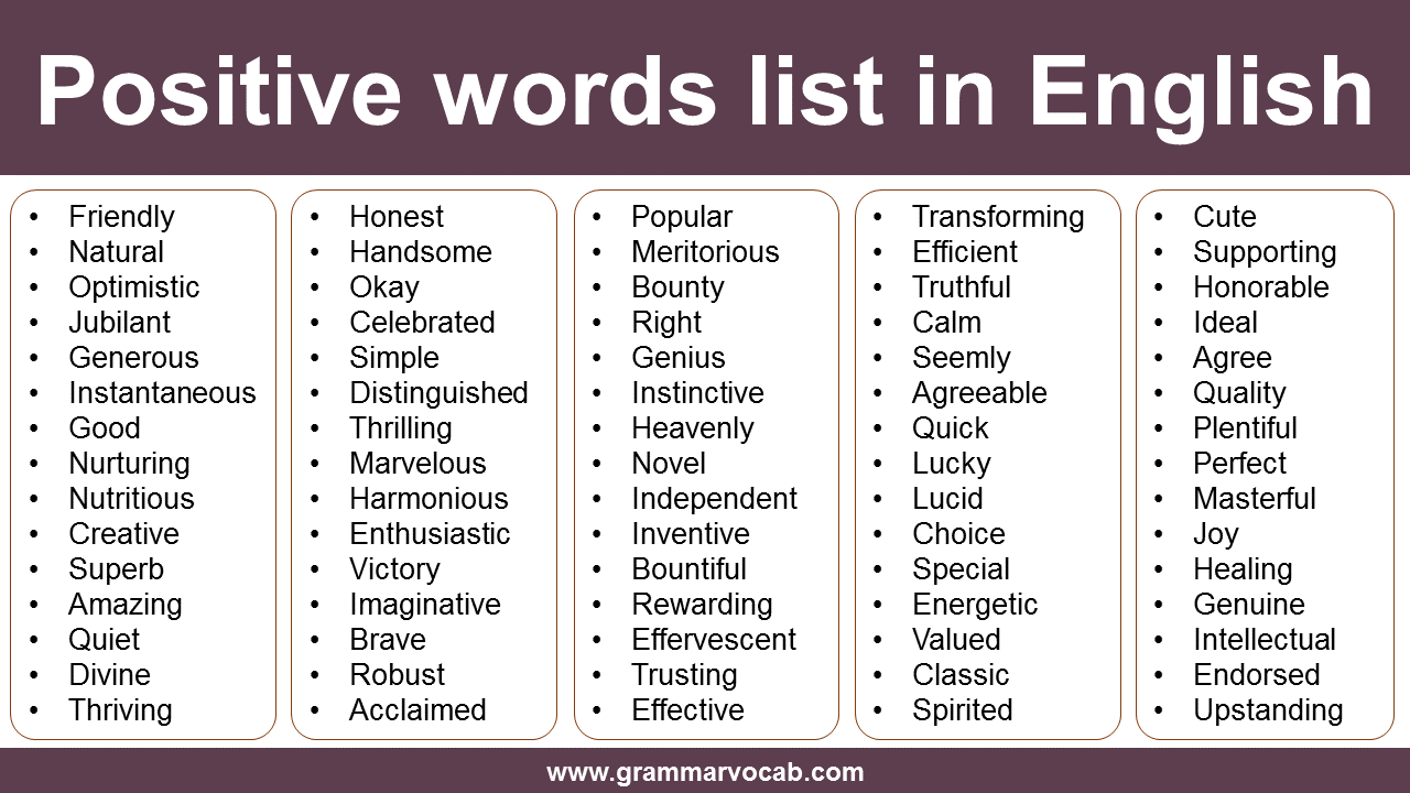 positive adjectives list