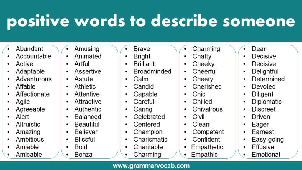 500 Positive Words List to Describe Someone