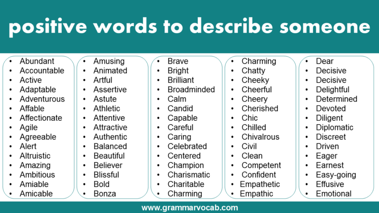 500 Positive Words List to Describe Someone - Positive Adjectives ...