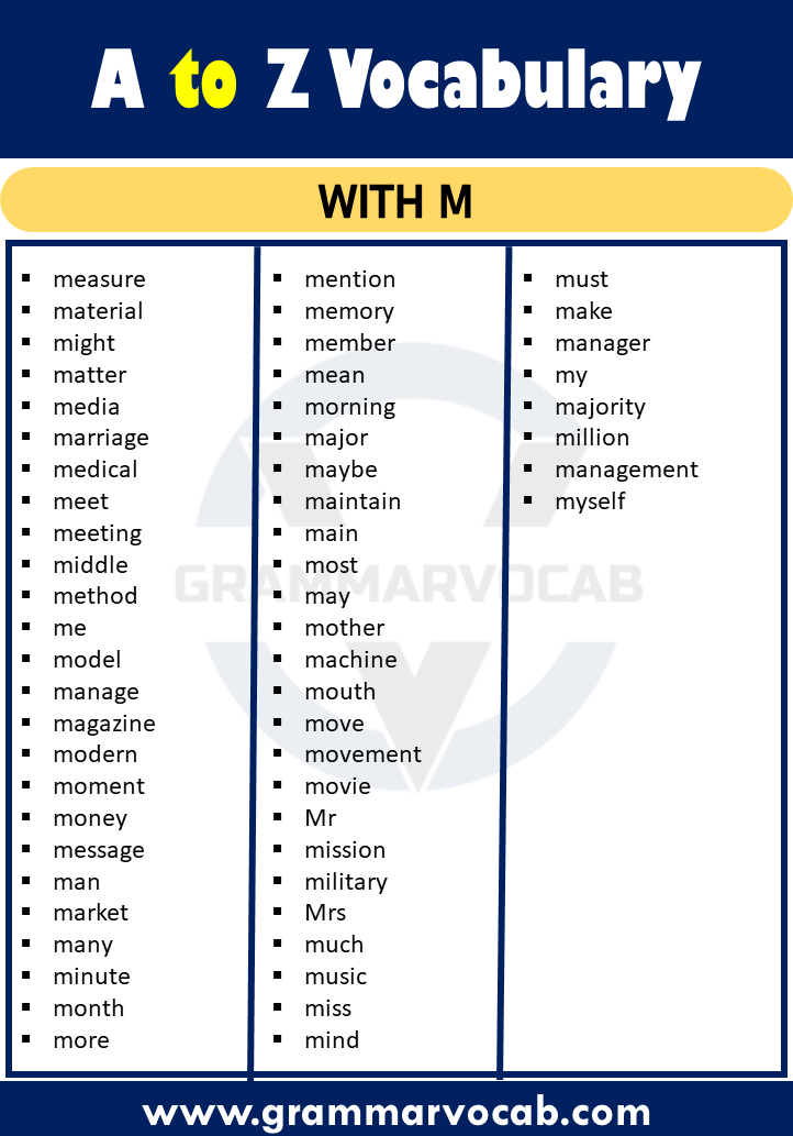 vocabulary words with m