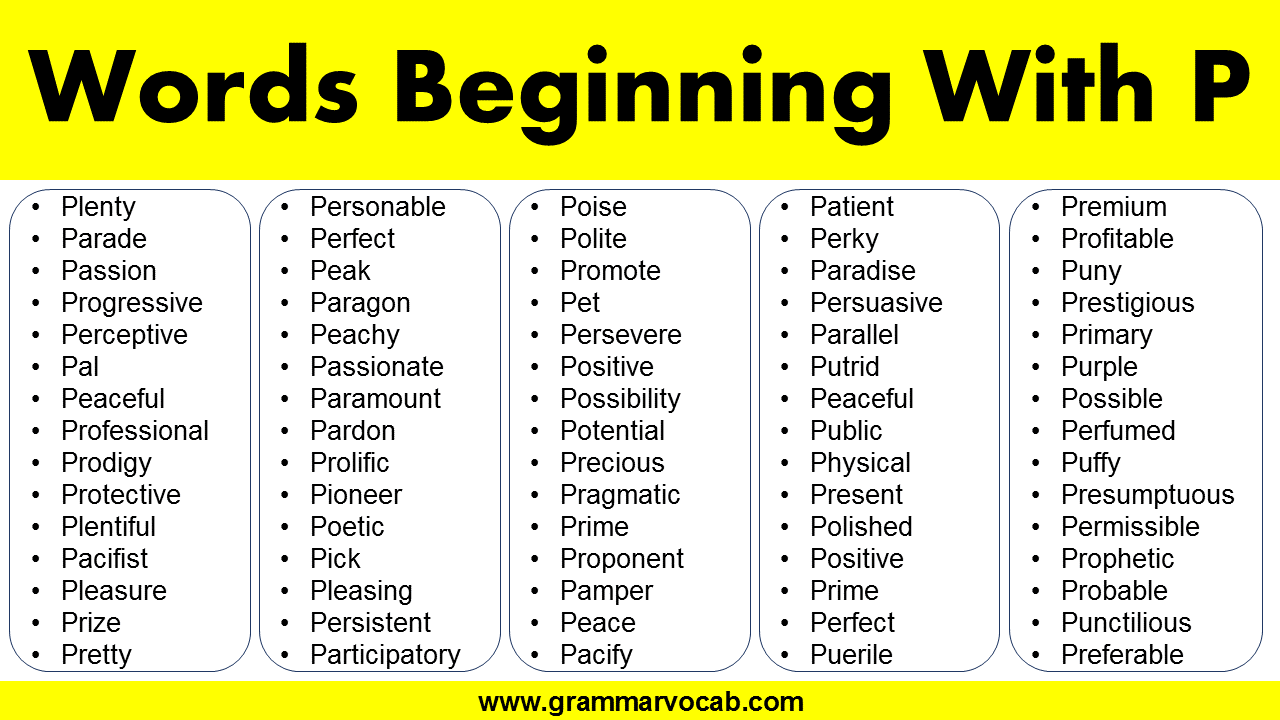 Adjectives That Start With P